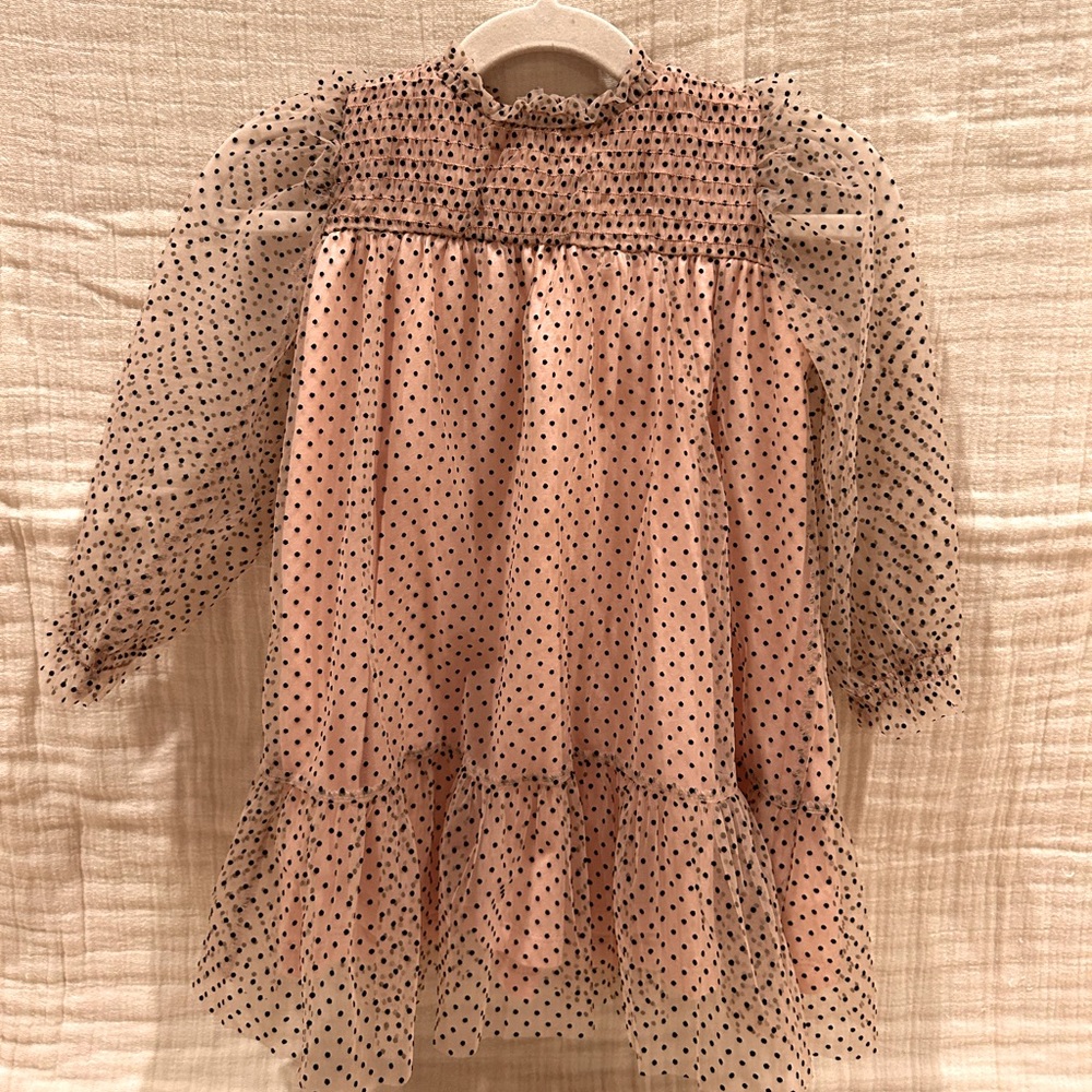BRAND NEW!! Zara baby girl Flocked Combination Polka Dot dress 2-3T - Picture 2 of 6